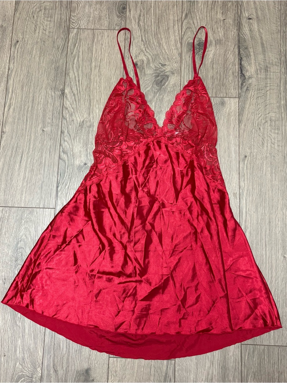 Red satin plus size floral lace slip dress xxl